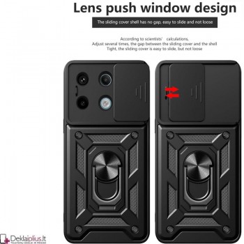 5in1 smūgiams atsparus dėklas su žiedu ir kameros apsauga (Xiaomi Redmi Note 13 Pro 4G/Note 14S/Poco M6 Pro 4G)
